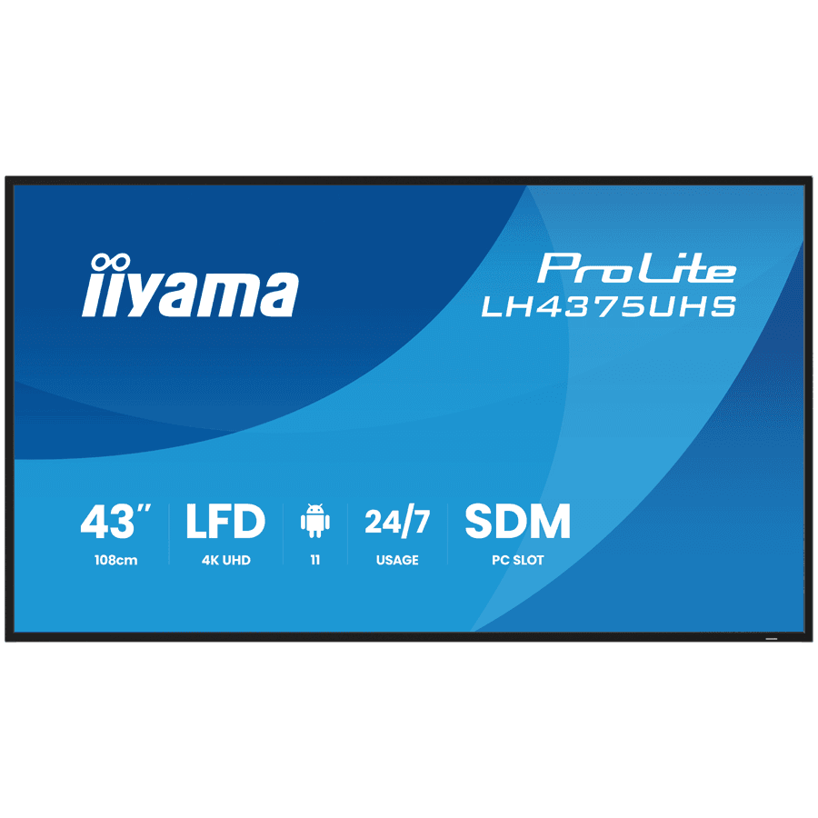 Iiyama ProLite LH4375UHS-B2AG 43" (42.5" viewable) LED-backlit LCD BUILT IN MEDIA  PLAYER SDMM Slot PC 4K UHD (2160p) 3840 x 2160 BLACK