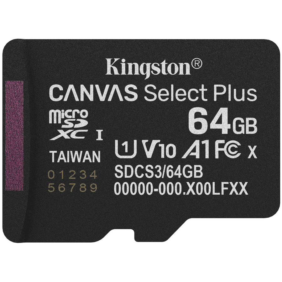 Kingston 64GB micSDXC Canvas Select Plus Gen3 100R A1 Single Pack w/o ADP