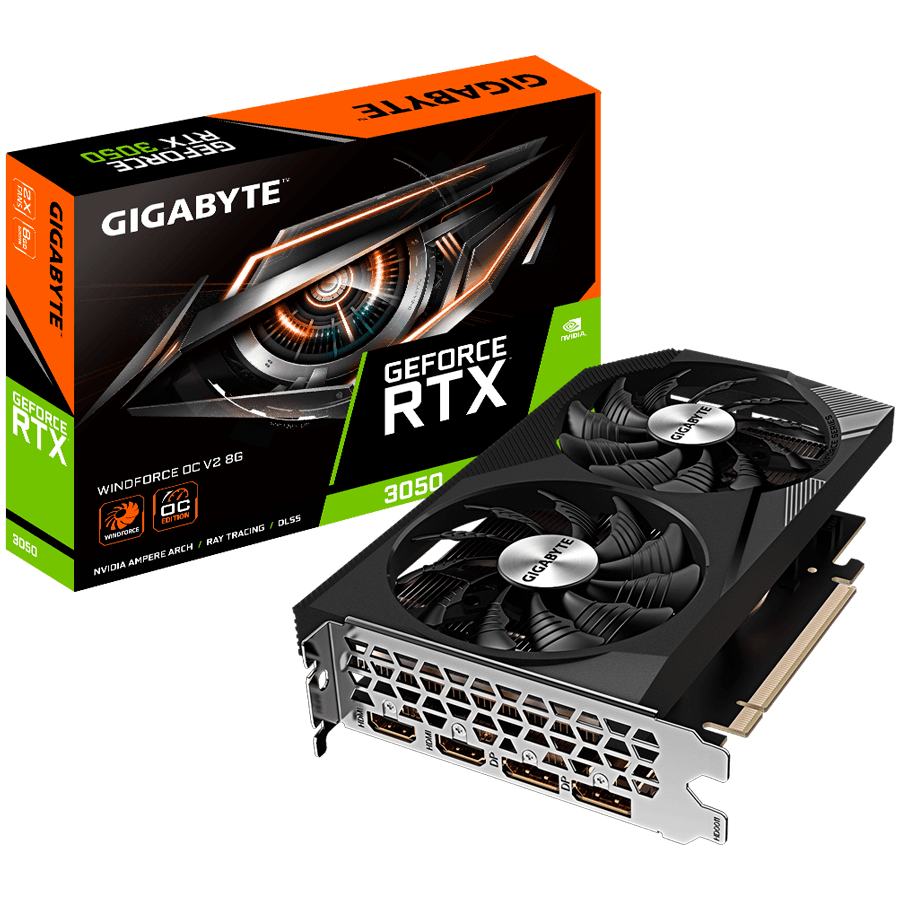 GIGABYTE Video Card NVIDIA RTX 3050 WINDFORCE OC V2 8G GDDR6/128bit, PCI-E 4.0, 1xDP 1.4, 1xHDMI 2.1, 1xDVI-D, Retail