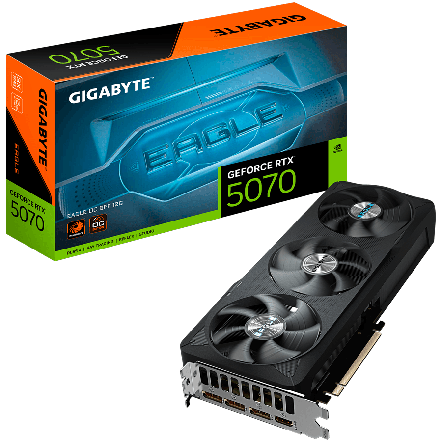 GIGABYTE Video Card NVIDIA GeForce RTX 5070 EAGLE OC SFF 12G (12GB GDDR7/192bit, PCI-E 5.0, Recommended PSU 750W, 16Pin Power connector, 3x DP, 1x HDMI)