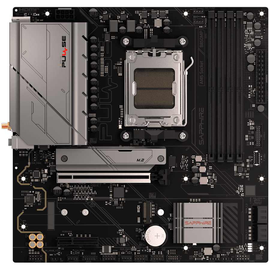 SAPPHIRE AMD B850M AM5 PULSE Ryzen R9/R7/R5, 4x DDR5 7600MHz, PCIE 4.0 x16, 1x M.2 Gen5, 1x M.2 Gen4, LAN 2.5 Gbps, WIFI6, USB, Micro-ATX