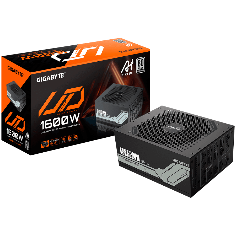 GIGABYTE UD1600PM PG5 Power Supply 1600W, 80+ Platinum, ATX 3.1, PCIe Gen 5.0, Modular, EU