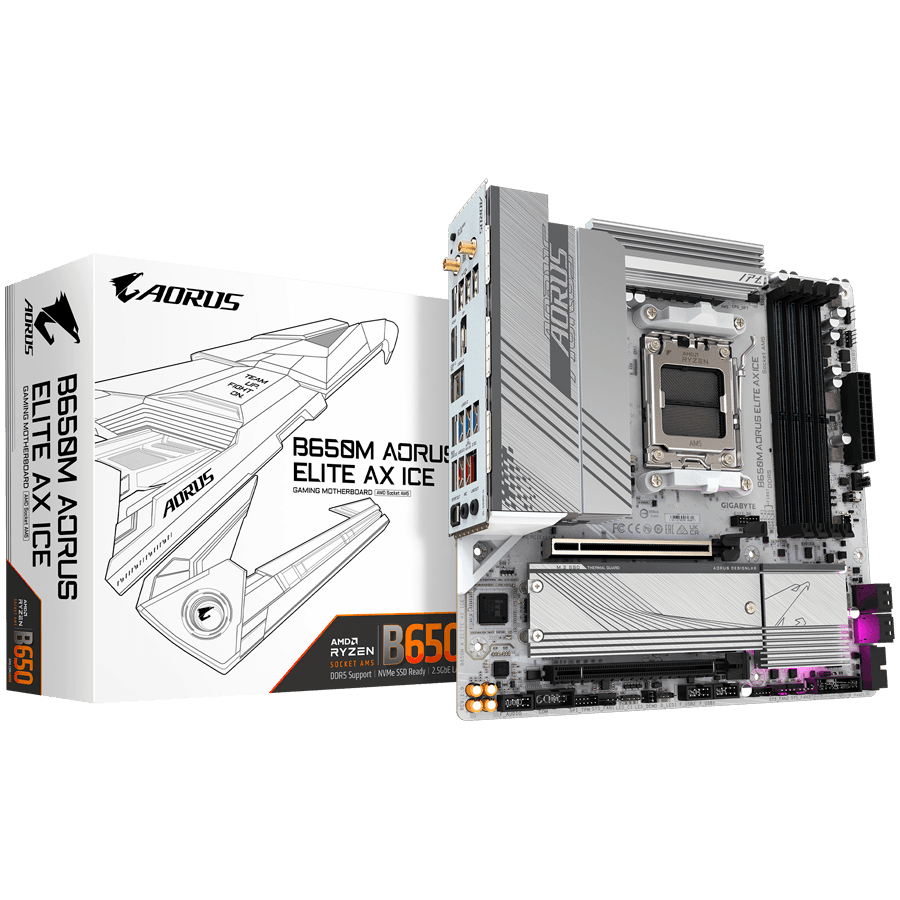 GIGABYTE B650M A ELITE AX ICE, AM5, 4x DDR5, mATX