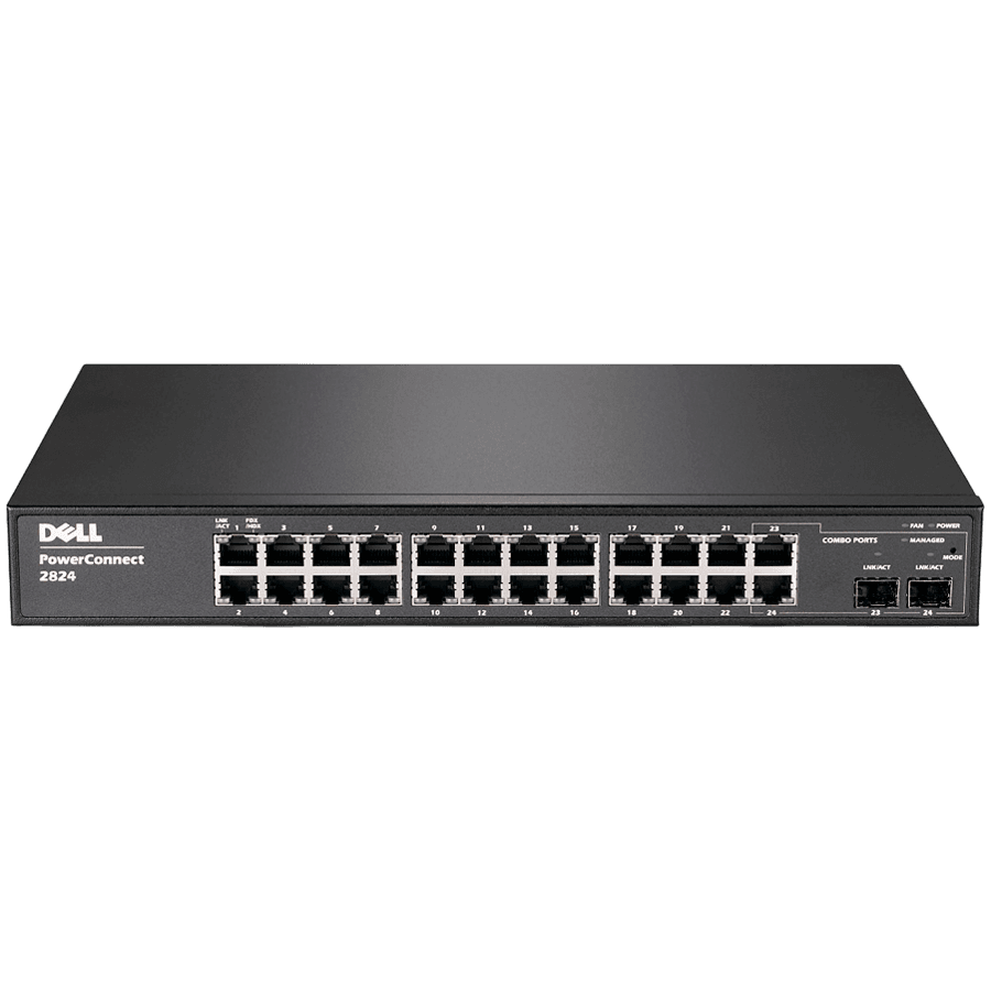 Dell PowerConnect2824; 24 GbE Port WebManaged Switch wuth 2 SFP Combo Ports;