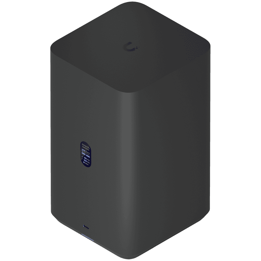 Ubiquiti UniFi UNAS-2-B-EU Network Attached Storage with (2) 3.5inch HDD bays, 2.5 GbE networking, USB-C connectivity, and an included PoE++ adapter, all in a compact footprint, black