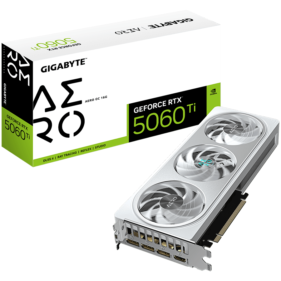 GIGABYTE Video Card NVidia GeForce RTX 5060 Ti AERO OC 16G (16GB GDDR7/128bit, PCI-E 5.0, 1x 8Pin Power connector, Recommended PSU 650W, 3xDP, 1x HDMI)