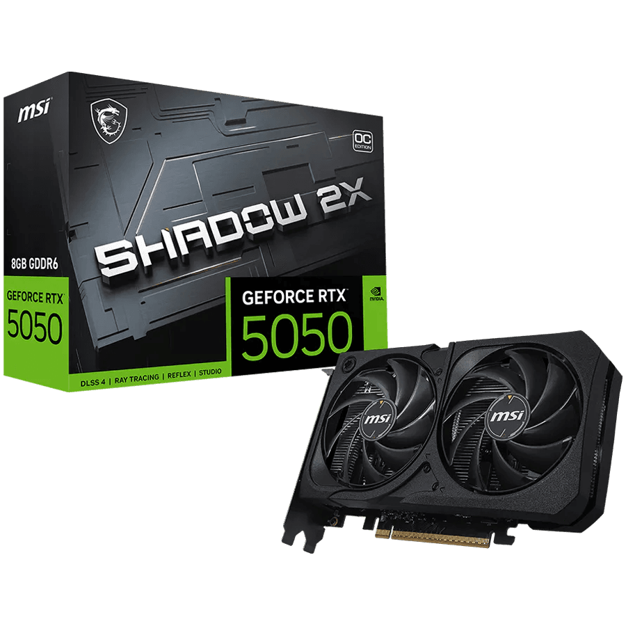 MSI Gaming RTX 5050 8G Shadow 2X OC Graphics Card (8GB GDDR6,128-bit, Extreme Performance: 2617 MHz, DisplayPort x3 2.1a, HDMI 2.1b, NVIDIA Blackwell Architecture) - BULK