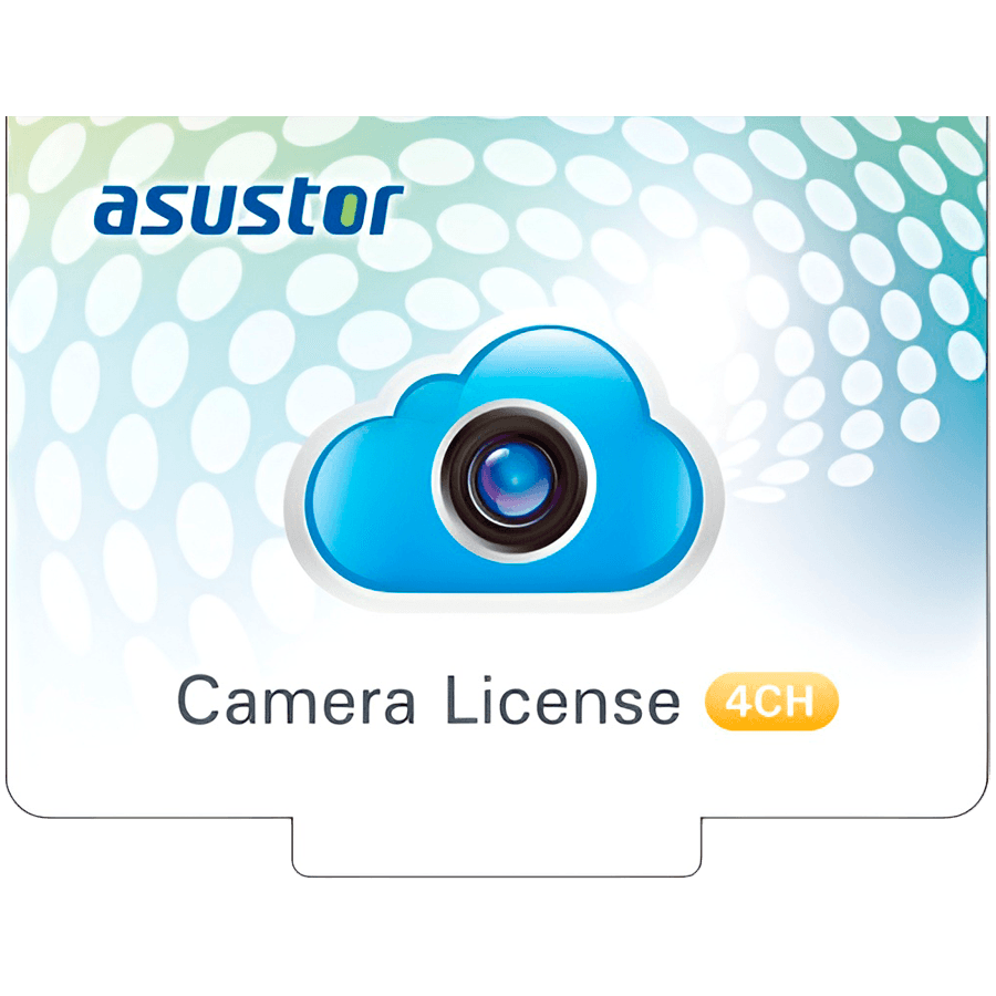 ASUSTOR NVR Camera License Package - 4CH / FG. Four Camera License for Surveillance Center. This product is a digital version of the camera license(s) and does not include a physical copy.