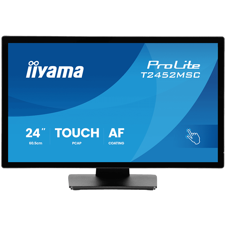 IIYAMA Monitor LED T2452MSC-B2 24" DeepContrast PCAP+ 10pt touchscreen 1920x1080 120Hz 400cd 5ms HDMI DP landscape, face-up tilt