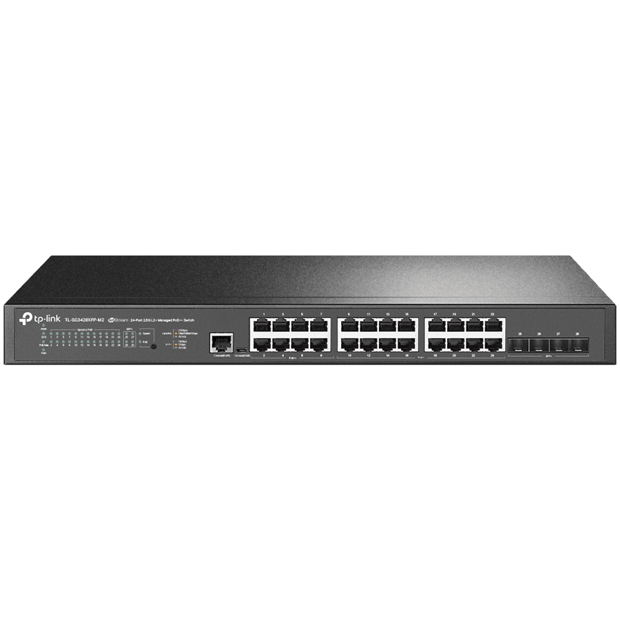 Omada 24-Port 2.5GBASE-T and 4-Port 10GE SFP+ L2+ Managed Switch with 16-Port PoE+ & 8-Port PoE++