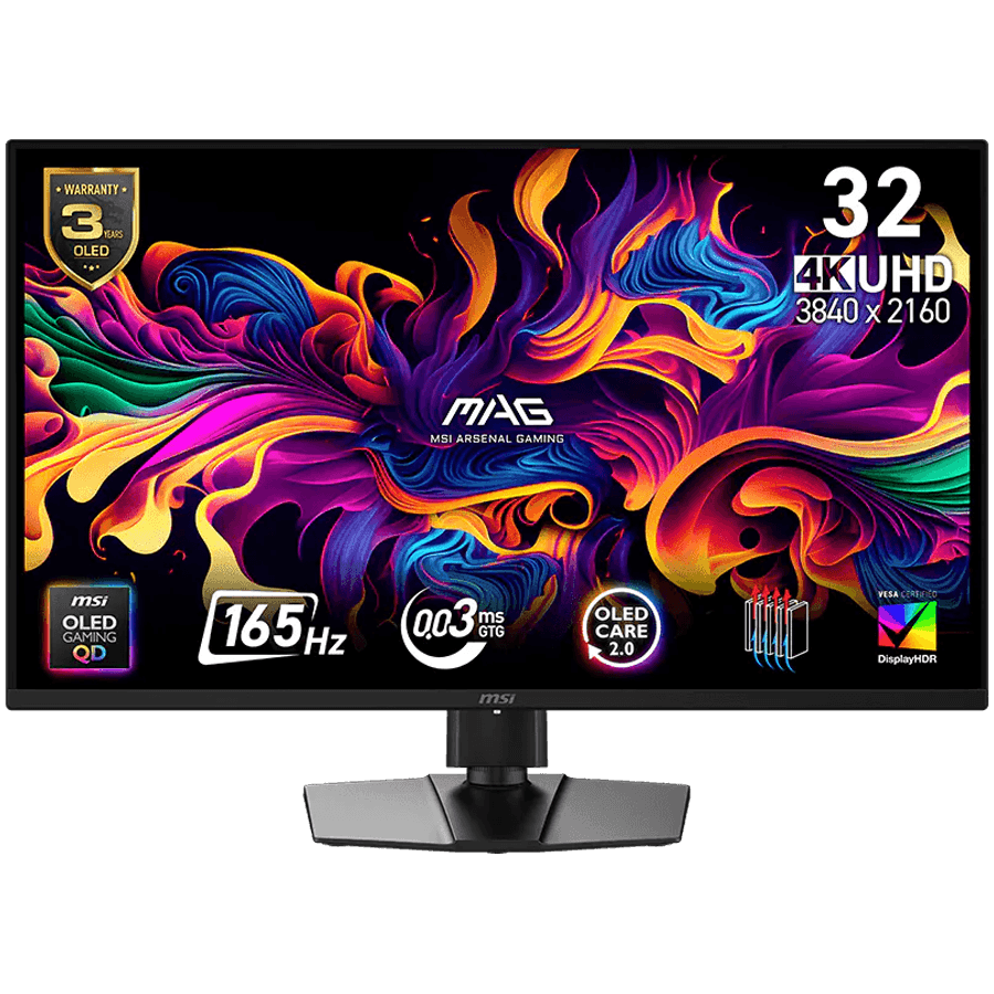 MSI MAG 322UP QD-OLED E16, 31.5", 3840x2160 (UHD), 165Hz, 0.03ms, G-Sync, AMD Freesync, 2x HDMI, 1x DP 1.4a, 1x Type-C, Tilt, Swivel, Pivot, Height Adjustment, VESA