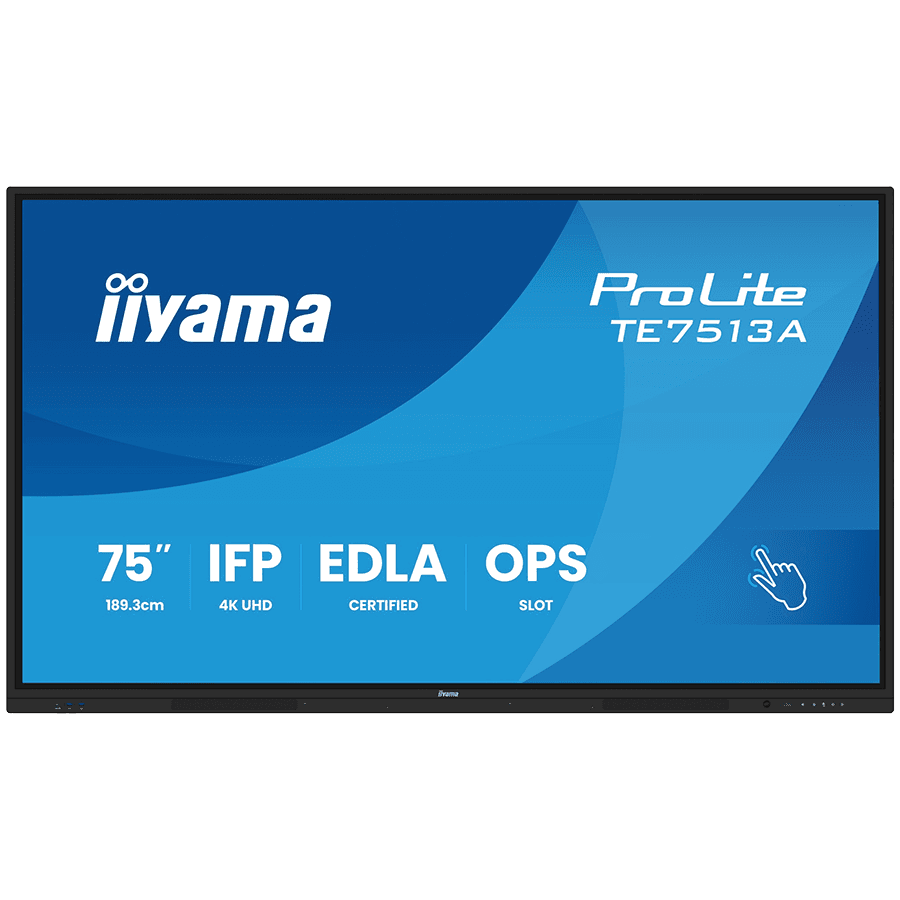 Iiyama Prolite TE7513A-B2AG 75''UHD VA 3840x2160 400cd 1200:1 8ms Android 1, 8/128GB, 40-Points, VGA, HDMI 2x HDMI-out 2x USB-C, Audio mini-jack and Optical Out (S/PDIF), USB Touch Interface, Landscape mode, Media Play USB Ports, AntiGlare Glass,LAN