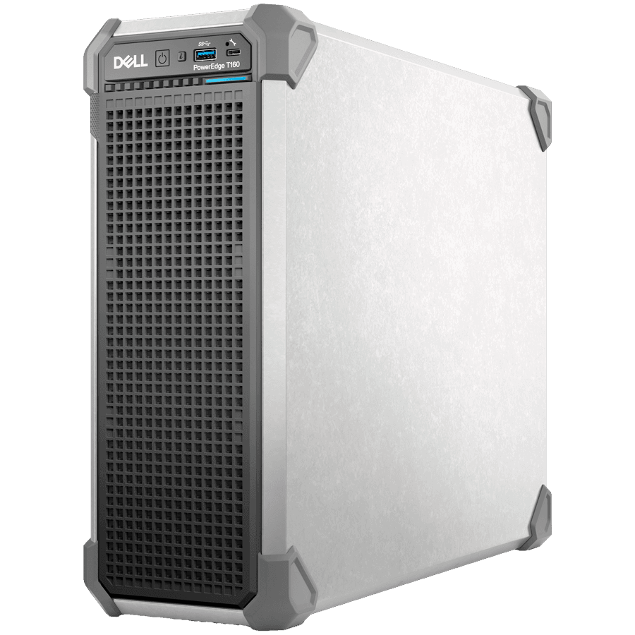 DELL EMC PowerEdge T160, 3x3.5"+2x2.5" SATA, Xeon 6 6315P 2.8G 4C/4T, 16GB UDIMM 5600 ECC, 480GB SSD SATA RI, iDRAC9 Ent, 300W PSU, TPM 2.0 V6, BCM 5720 DP 1GbE, No HW controller, No OS, Tower, 3Y
