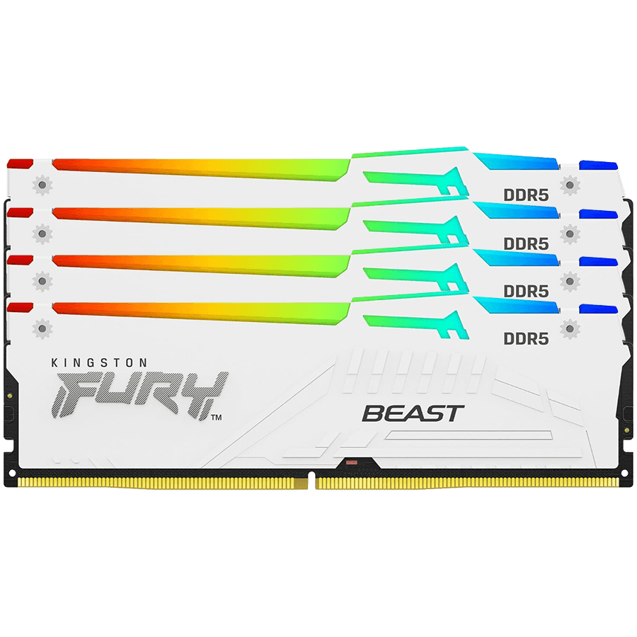Kingston DRAM 64GB 6000MT/s DDR5 CL40 DIMM (Kit of 4) FURY Beast White RGB XMP