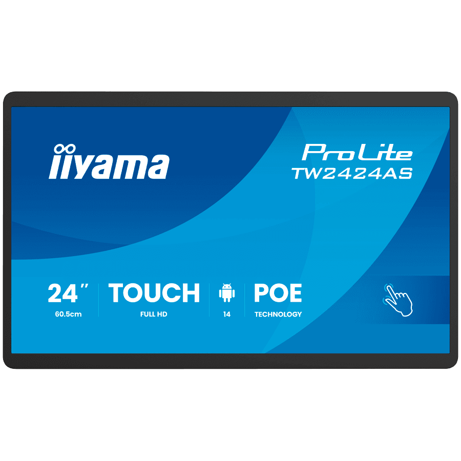IIYAMA DS Monitor TW2424AS-B3P 24" Full HD In-cell PCAP 10pt interactive Touch Panel PC with Android OS, IPS panel technology, anti glare coating, PoE Technology and iiSignage