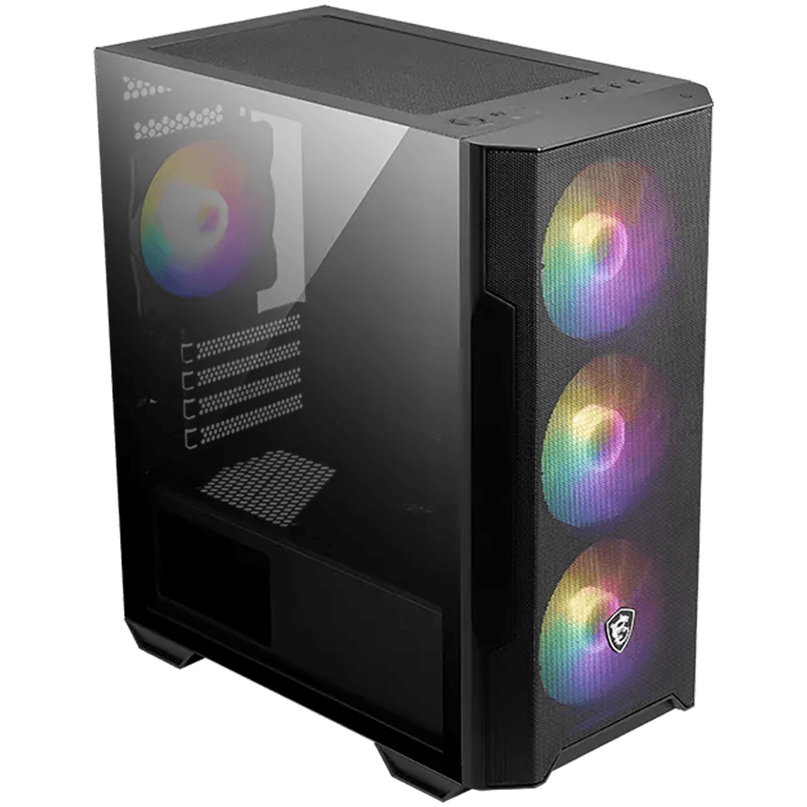 MSI MAG FORGE M100R, Micro ATX Tower, 2x USB 2.0 Type-A, 1x USB 3.2 Gen 1 Type-A, 2x Audio Jacks, 4x ARGB Fans, 388 x 200 x 423mm