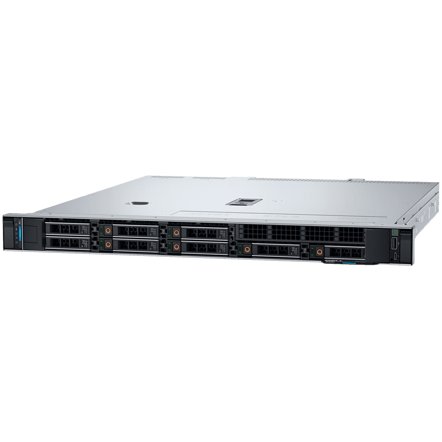 DELL EMC PowerEdge R360, 4x3.5", Intel Xeon 6 Performance 6353P 2.7G 8C/16T, 32GB UDIMM 5600MT/s, 480GB SSD SATA 6Gbps, PERC H755 SAS Front, iDRAC9 Ent, Dual RPS 700W, BCM 5720 1GbE, TPM 2.0 V6, Ready Rails, 3Y
