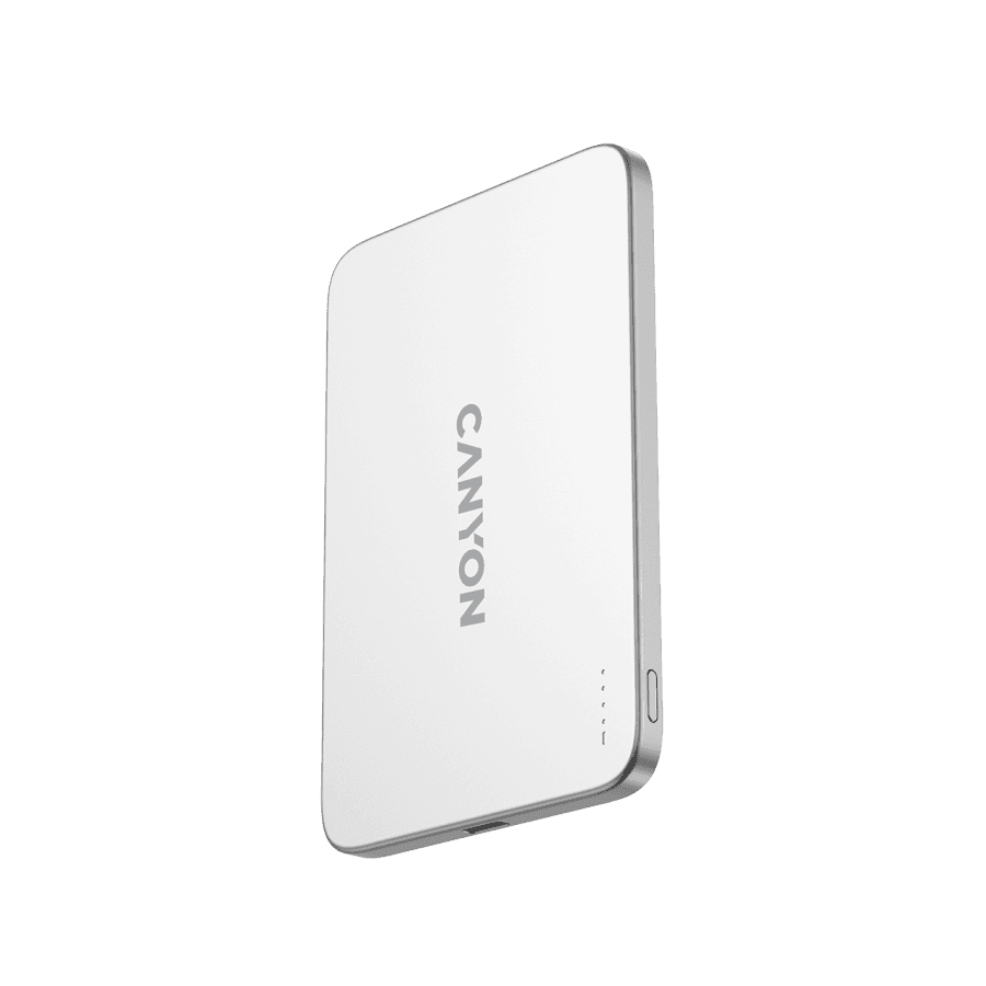 CANYON OnPower 503 Air 3000mAh Ultra-Slim Magnetic Wireless Power Bank, Full Metal Body, 5.8mm Thin Design, USB-C Charging, Silver