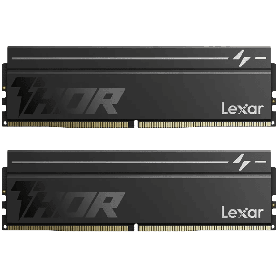 Lexar THOR 2.0 16GB DDR5 6000 (2x8GB KIT) CL38 DIMM, 1.3V Memory with heatsink, Dual pack, Black