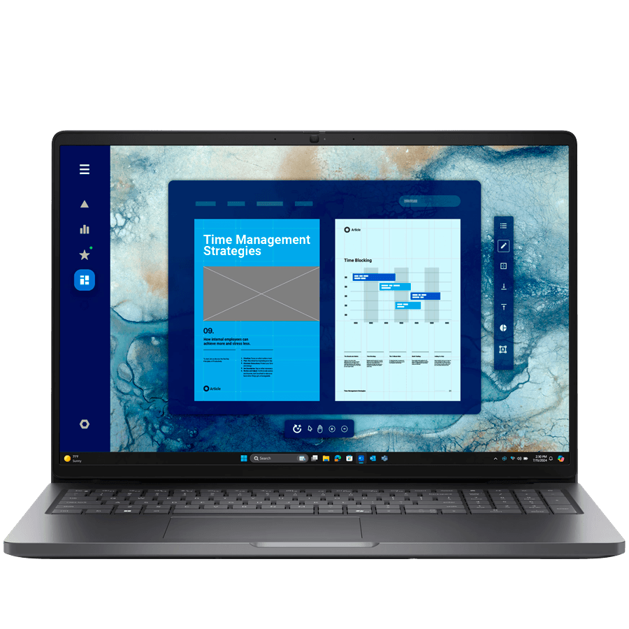 Dell Pro 16 (PC16250), 16" FHD+ (1920x1200), Non-Touch, Intel Core Ultra 5 225U (12 TOPS NPU, 12C, 4.8GHz), 16 GB (1x16GB) DDR5, 512 GB SSD, Intel Integrated, WiFi, BT, HDMI, THB4 (DP/PD), USB-C (DP/PD), 2xUSB-A, RJ-45, FngPr, Backlit kb, Win11Pro, 3