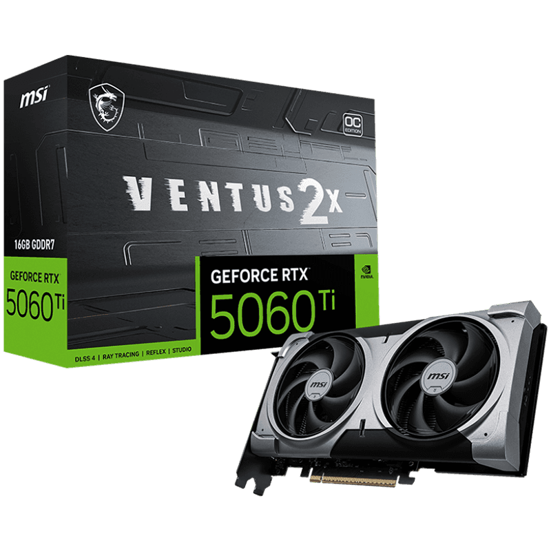 MSI Ventus GeForce RTX 5060 Ti 16GB GDDR7 PCI Express 5.0 x 16 (use x8) Graphics Card RTX 5060 Ti 16G VENTUS 2X OC PLUS