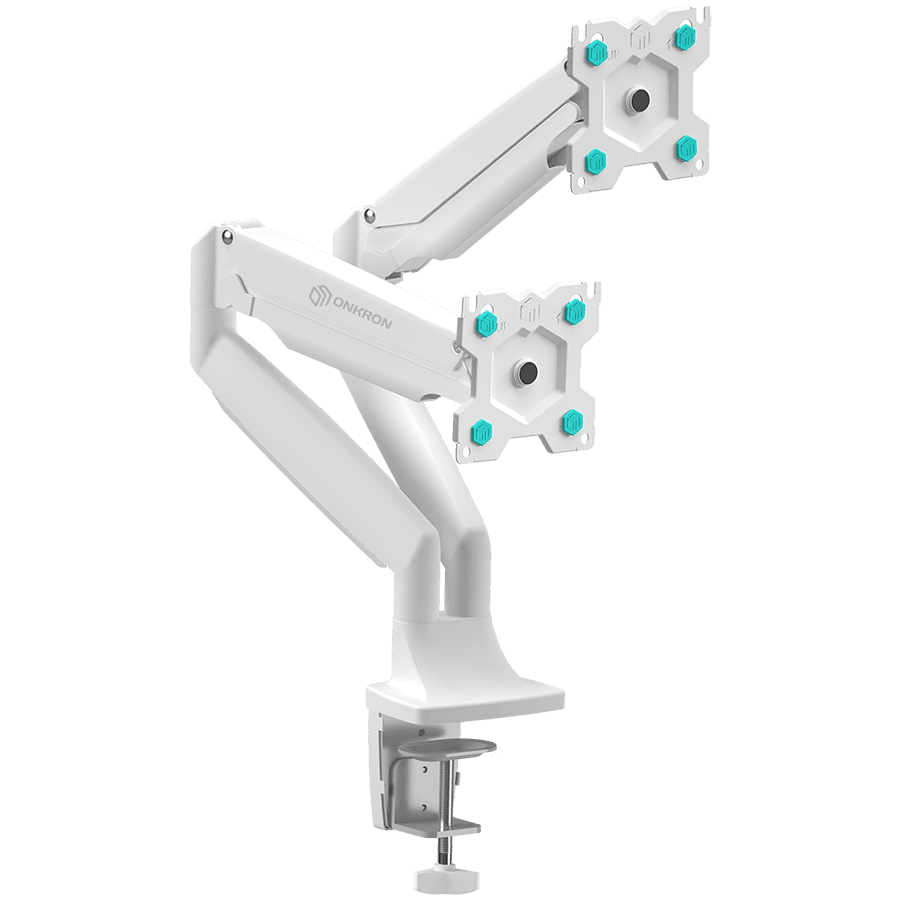 ONKRON Dual Monitor Desk Mount Stand for 13 to 32-Inch LCD LED Monitors up to 9 kg, White