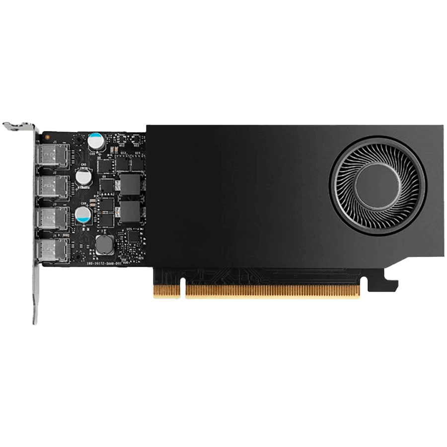 PNY NVIDIA A1000 8GB LowProfile PCI-Express 4.0 x16, LP8 GB GDDR6 128-bit 4x Mini DP 1.4 Installguide, Supportguide 4x mDP to DP adapter, 1x LP bracket"