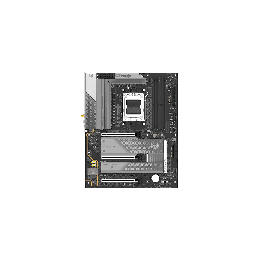 SAPPHIRE AMD B850 AM5 NITRO+ Ryzen R9/R7/R5, 4x DDR5 8000MHz, PCIE 5, 1x M.2 Gen5, 2x M.2 Gen4, LAN 2.5 Gbps, WIFI7, USB, ATX