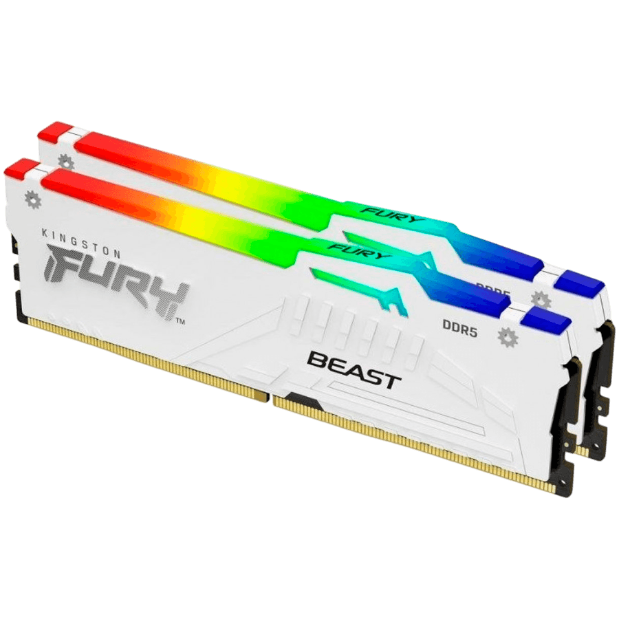 Kingston 32GB 5200MT/s DDR5 CL40 DIMM (Kit of 2) FURY Beast White RGB XMP
